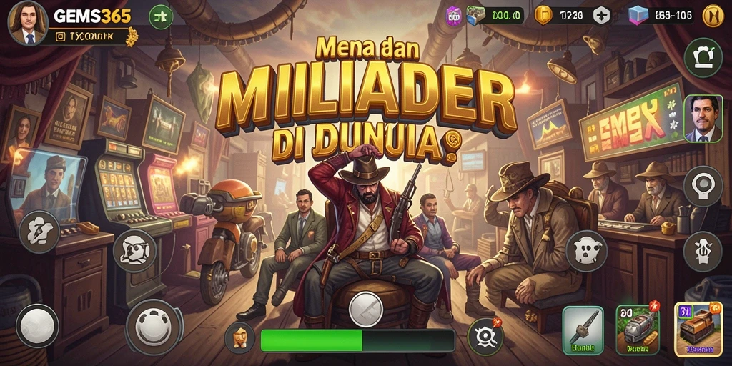 Tangkapan layar GEMS365 menampilkan aksi seru dalam membangun bisnis Tycoon.