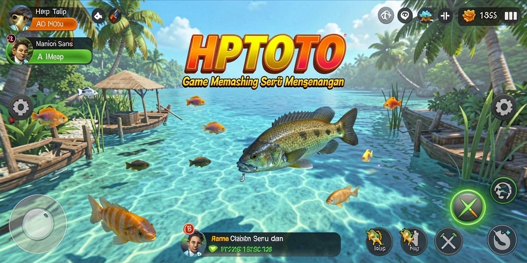 Screenshot gameplay HPTOTO menunjukkan momen menangkap ikan yang mendebarkan.