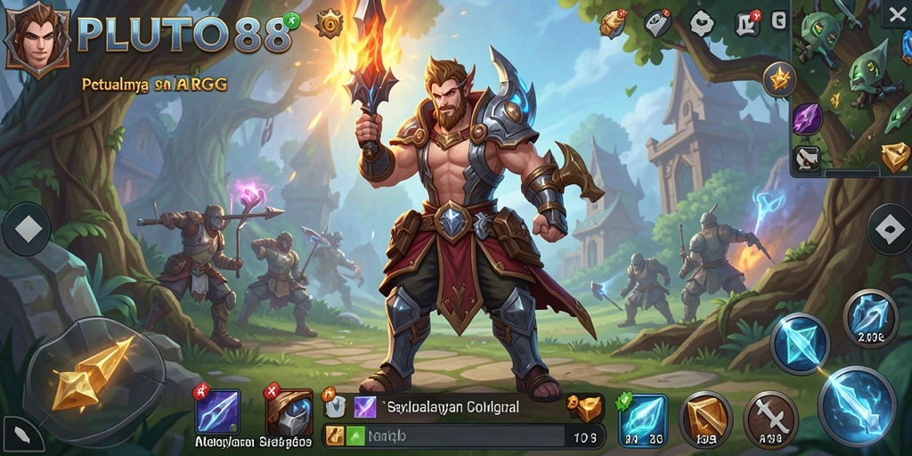 Tangkapan layar gameplay PLUTO88 yang menunjukkan aksi pertempuran seru.