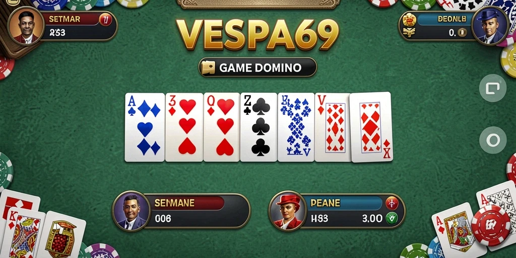 Screenshot VESPA69 menampilkan pemain bersaing dalam permainan domino yang seru.