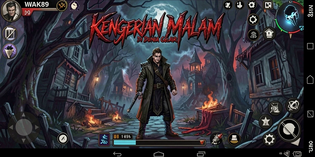 Screenshot menampilkan suasana horor mencekam di game WAK89.